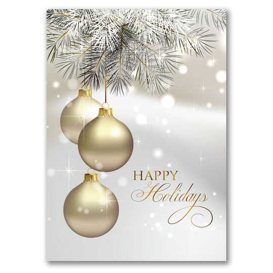Gold Ornaments Folded Holiday Cards